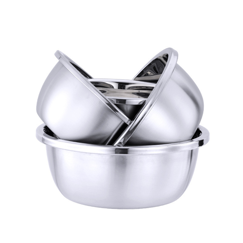 304 stainless steel seasoning VAT, multi-functional cooking basin, thickened and deepened non-magnetic seasoning basin, round reverse edge basin, gift stainless steel sleeve basin, soup basin, noodle basin, vegetable washing basin, lid basin, foreign trade stainless steel sleeve basin Item Picture