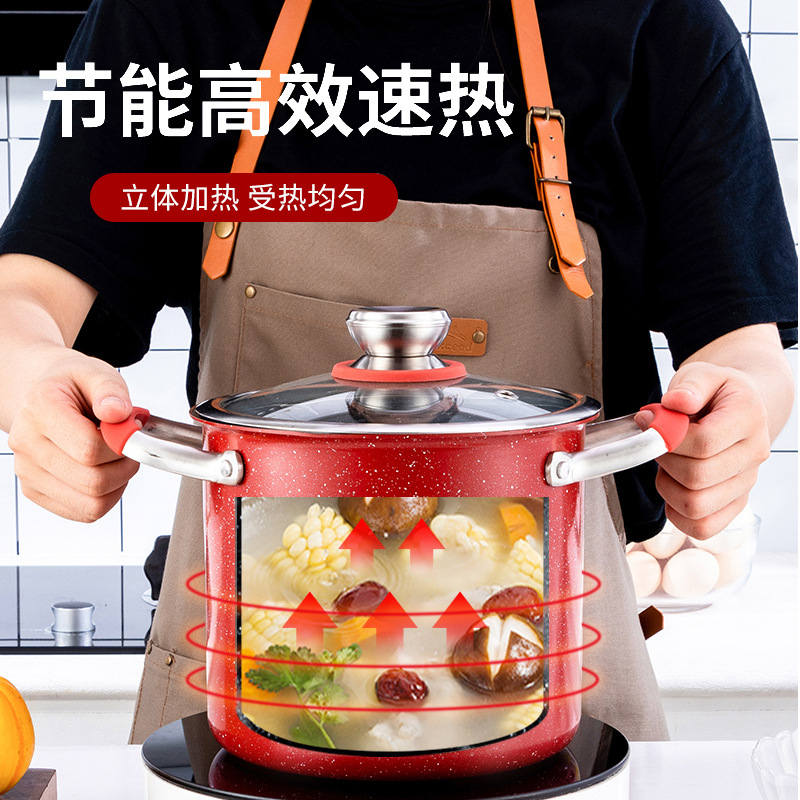 Tourmaline non-stick pot, household high soup pot, large-capacity gas induction cooker, universal soup pot, boiling pot, double-ear soup pot Specification image