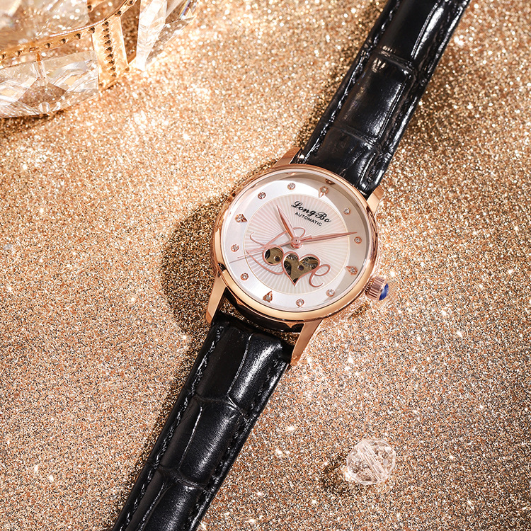 LONGBO's new mechanical women's watch features an openwork mechanical gold movement and a fashionable, fully automatic ladies' mechanical wristwatch Specification image