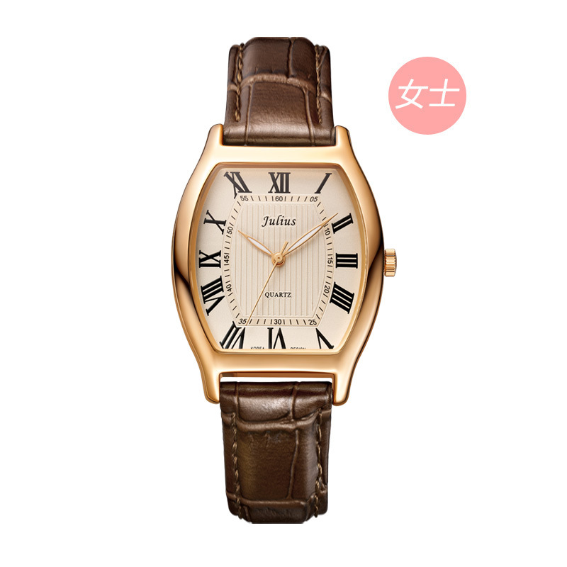 JULIUS JA-703 Fashion diamond-encrusted Waterproof Leather Strap Quartz Couple Watch Item Picture