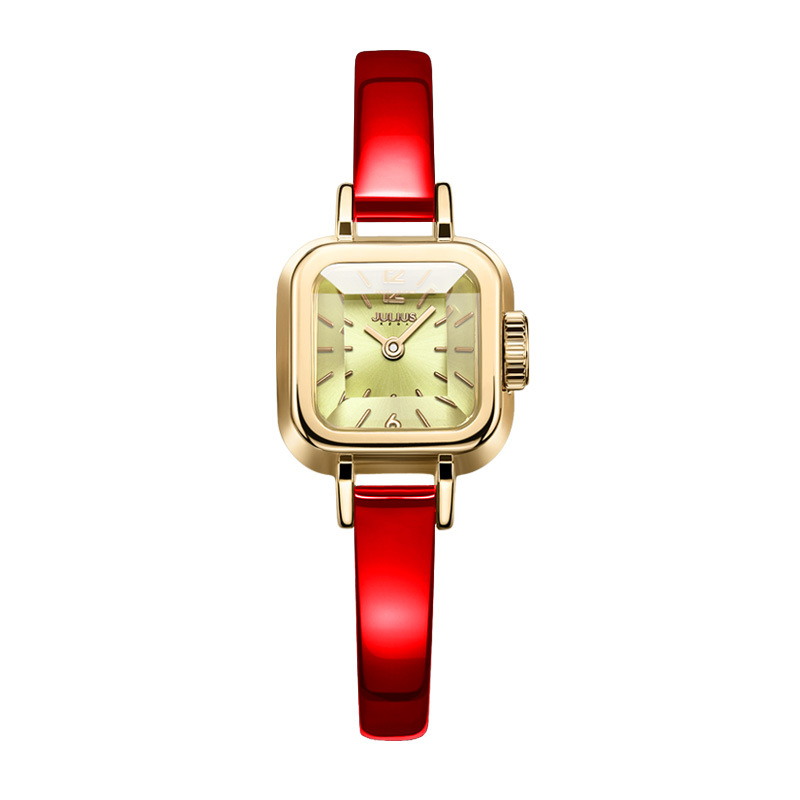 Julius JA-496 Women's Watch with fashionable and personalized cut mirror White leather strap Item Picture