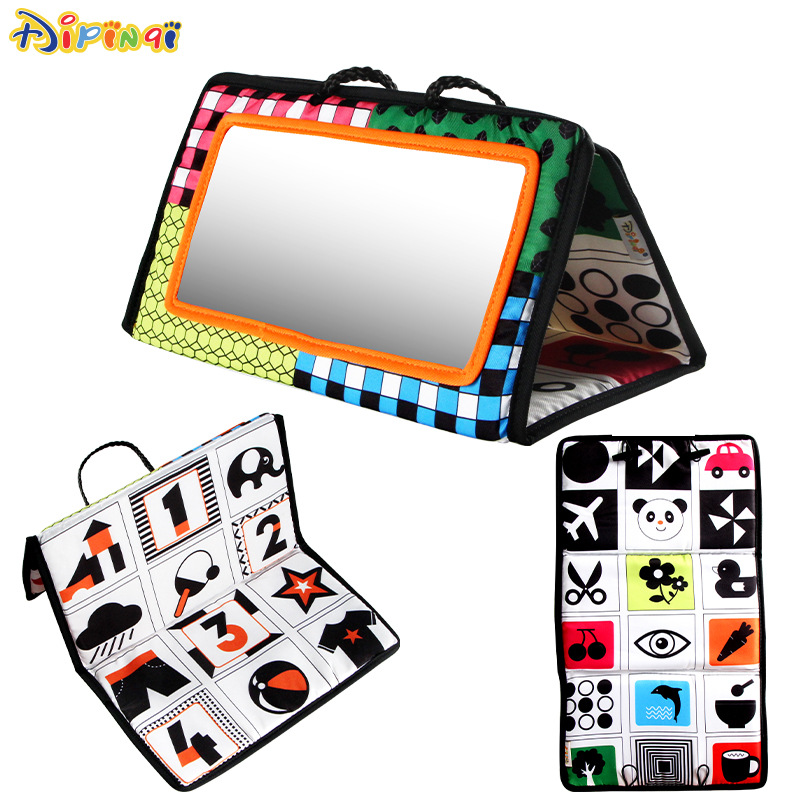 New baby funhouse mirror car hanger toy car rear seat hanger foldable baby vision training pattern car hanger Item Picture