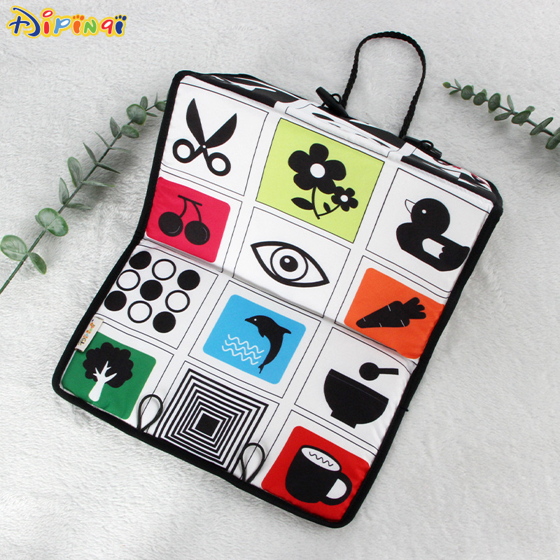 New baby funhouse mirror car hanger toy car rear seat hanger foldable baby vision training pattern car hanger Specification image