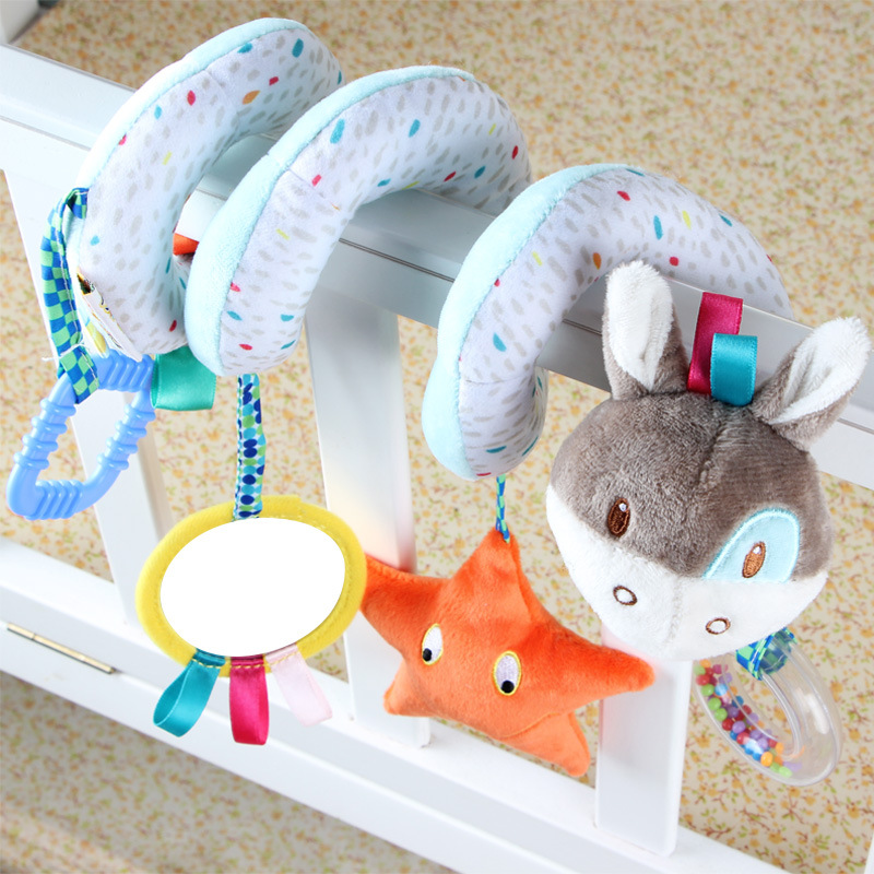 Wholesale of new 0-2 years old infant and toddler animal car hanging bed accessories with bell mirrors, elephant beds and plush toys details Picture
