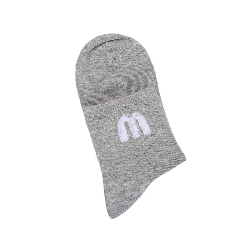 Qingna Socks Women's mid-calf socks Combed cotton spring and Summer thin women's socks Breathable, simple solid color letter women's socks Item Picture
