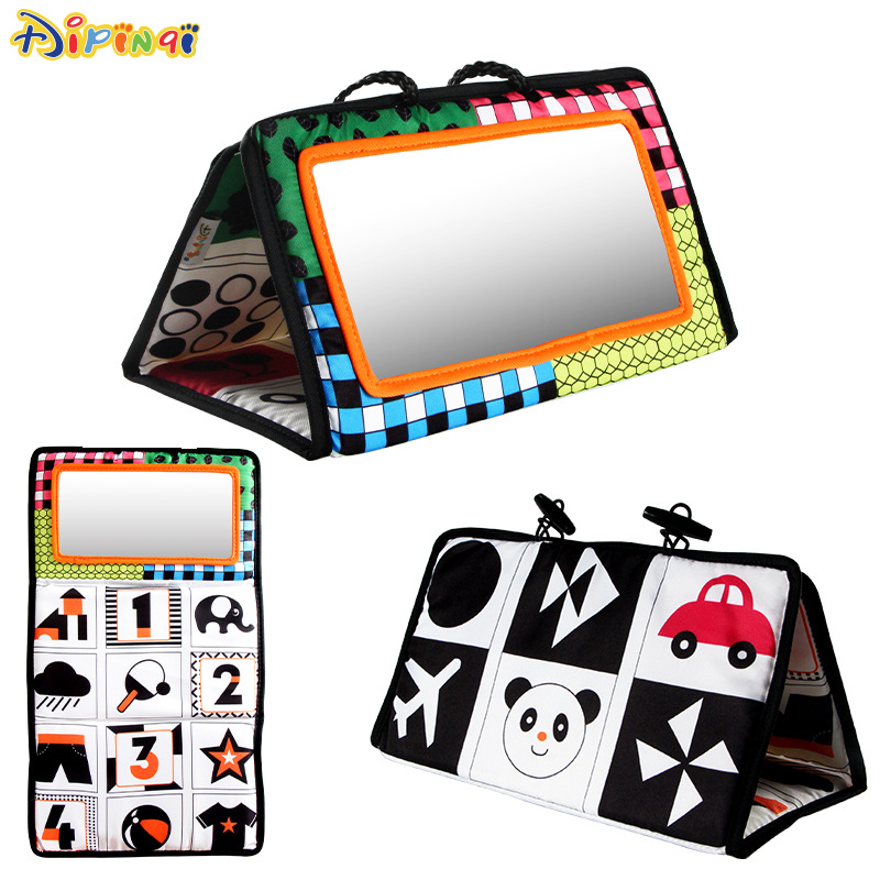 New baby funhouse mirror car hanger toy car rear seat hanger foldable baby vision training pattern car hanger