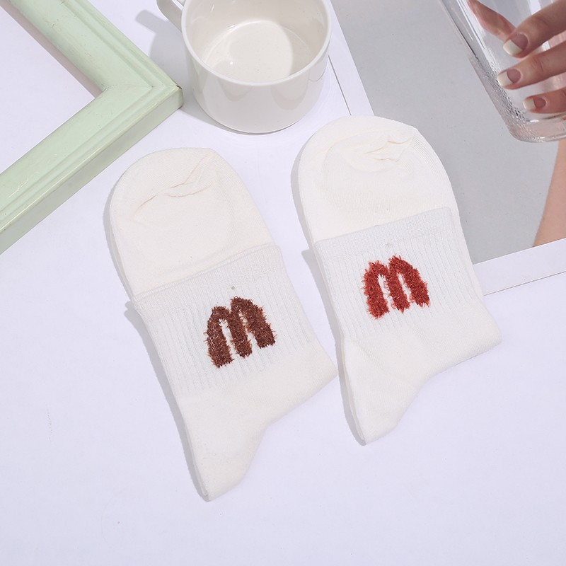 Qingna Socks Women's mid-calf socks Combed cotton spring and Summer thin women's socks Breathable, simple solid color letter women's socks Application Scenario