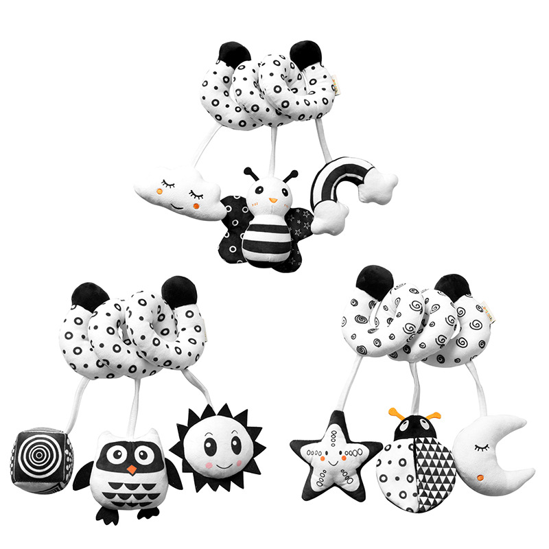 New product launch: Cartoon animal baby crib wrap toys with ringing bells, black and white crib wrap series baby toys in stock Item Picture