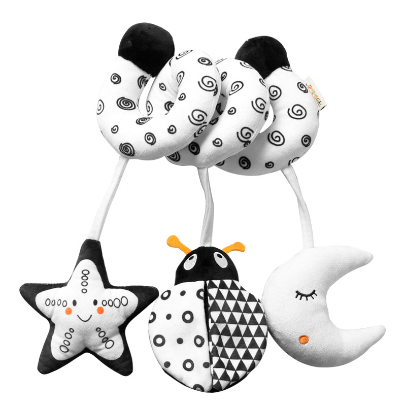 New product launch: Cartoon animal baby crib wrap toys with ringing bells, black and white crib wrap series baby toys in stock Application Scenario