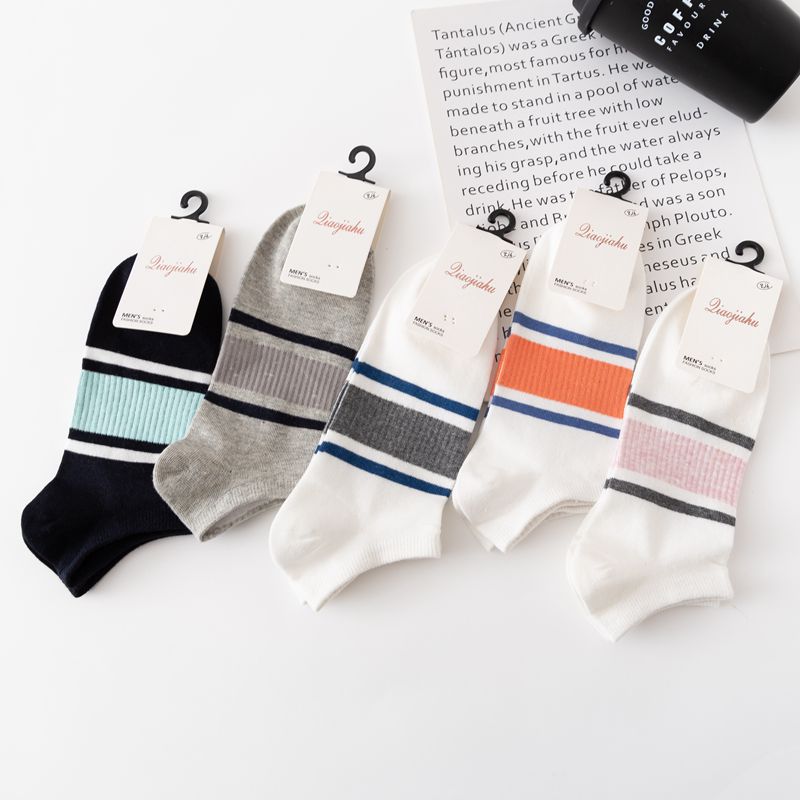Men's cotton spring and summer fashion patchwork invisible shallow mouth Japanese school style ins trendy men's anti-odor breathable boat socks Application Scenario