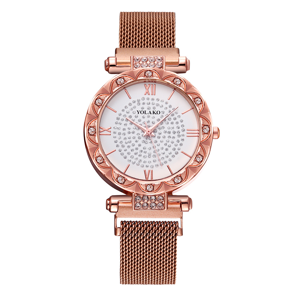 YOLAKO Starry Sky Women's Milan Watch with petal dial and diamond-dotted Roman dial casual watch Specification image