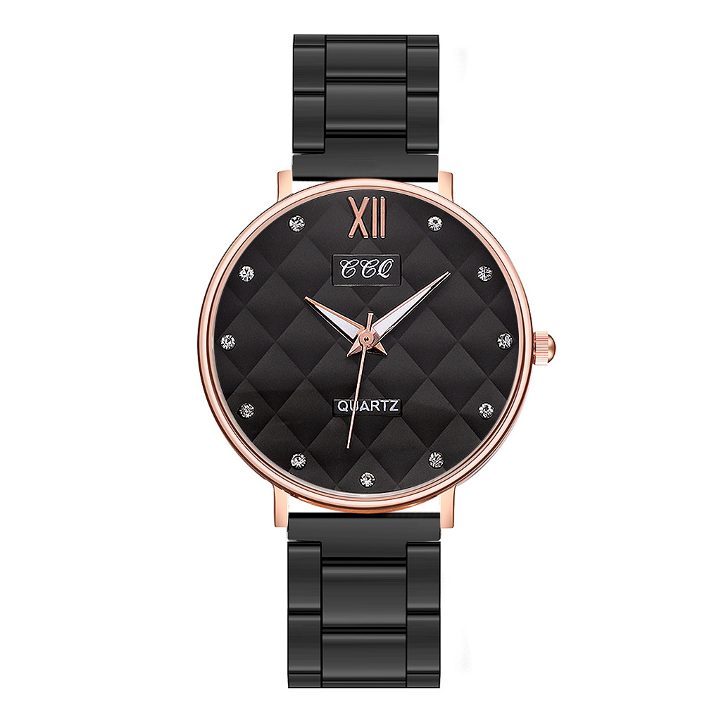 CCQ reloj de cuarzo para mujeres con correa de acero versión coreana de moda sarga reloj de cuarzo a cuadros reloj de cuarzo para mujeres con diamantes reloj de cuarzo estilo explosivo Specification image