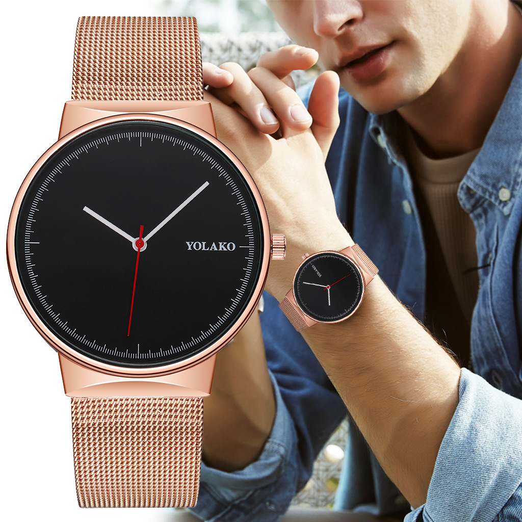 Wholesale of fashionable three-hand alloy mesh belt scale watches YOLAKO men's watches, best-selling items on ebay AliExpress