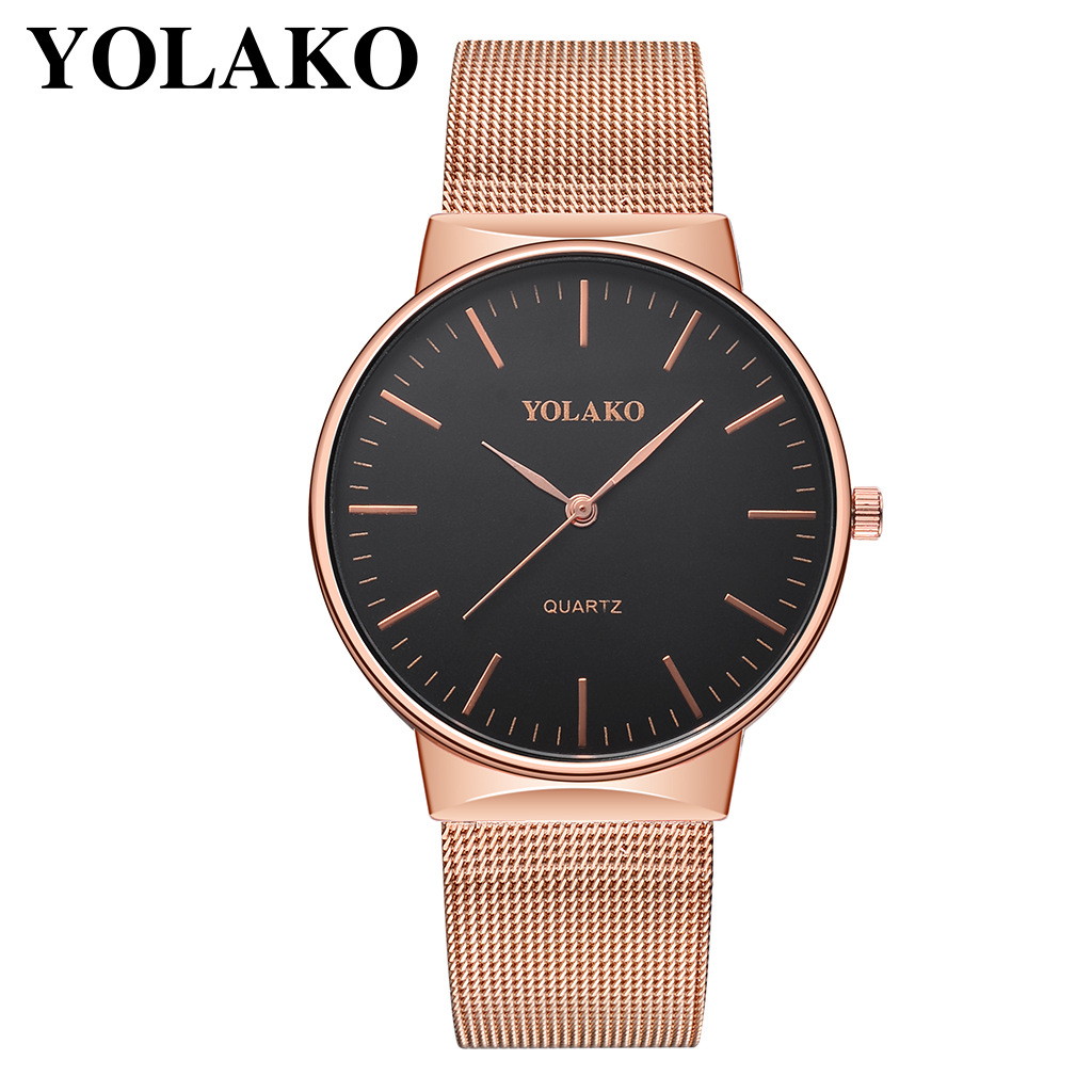 YOLAKO brand watches contracted alloy ultra thin mesh with quartz watches high-end watches