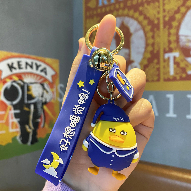 Influencers correas duck yuan llavero creativo dibujos animados llavero de coche anillos pareja bolsas colgantes regalos personalizados al por mayor Specification image