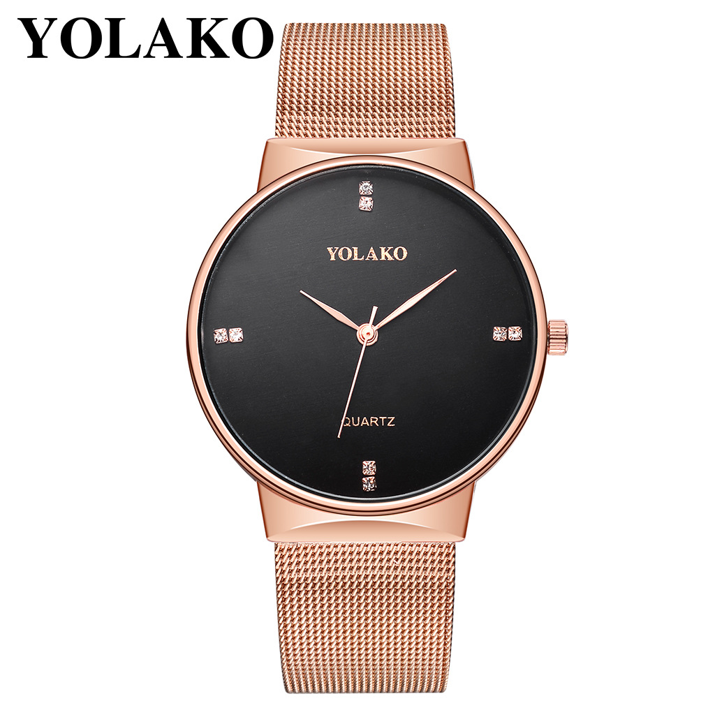 YOLAKO brand watches fashion inlaid with diamond ultra-thin mesh belt women's wrist expression companion leisure watches