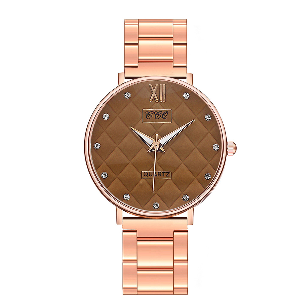 CCQ reloj de cuarzo para mujeres con correa de acero versión coreana de moda sarga reloj de cuarzo a cuadros reloj de cuarzo para mujeres con diamantes reloj de cuarzo estilo explosivo Item Picture