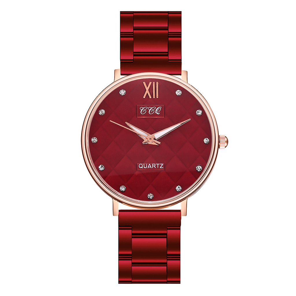 CCQ reloj de cuarzo para mujeres con correa de acero versión coreana de moda sarga reloj de cuarzo a cuadros reloj de cuarzo para mujeres con diamantes reloj de cuarzo estilo explosivo details Picture