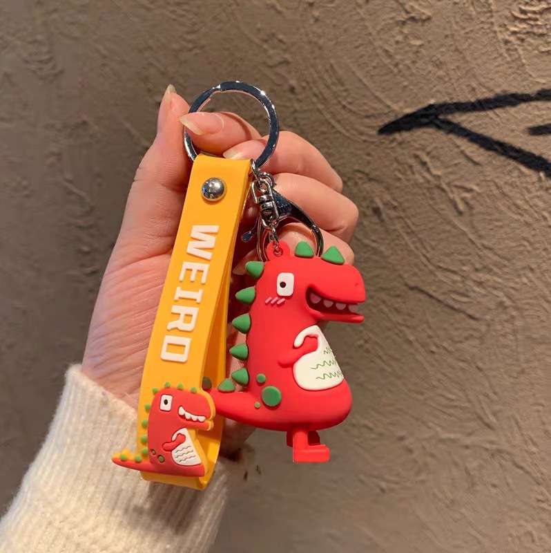 Creative, cute and simple cartoon dinosaur keychains, women's car bags, pendants, key chains, street stall products wholesale Specification image