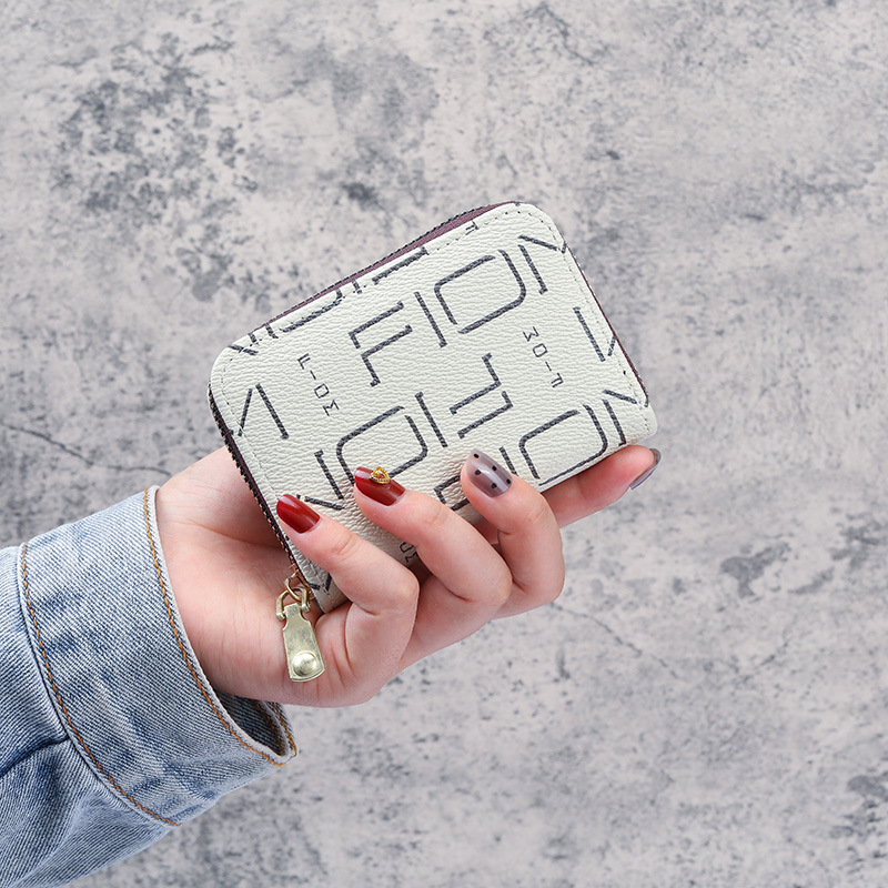 2020 New solid-color European and American organ card case, women's ID card position card bag, card case, coin purse all-in-one bag details Picture