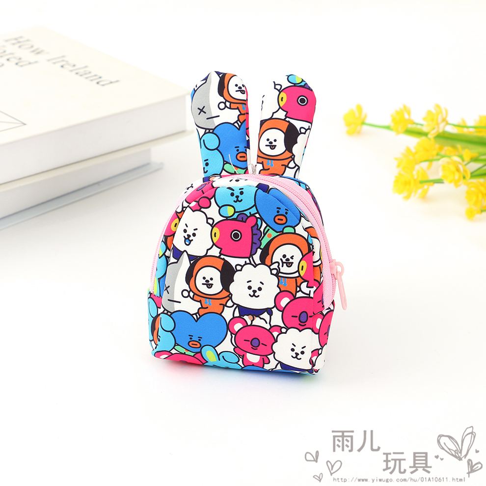 Cute cartoon coin purse, mini Korean key storage fabric canvas bag, student wallet details Picture