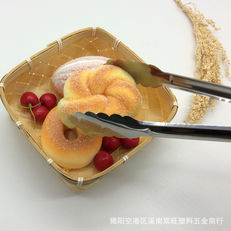 Bread tongs, stainless steel plum blossom bread food tongs, tableware food tongs, steak barbecue tongs Item Picture