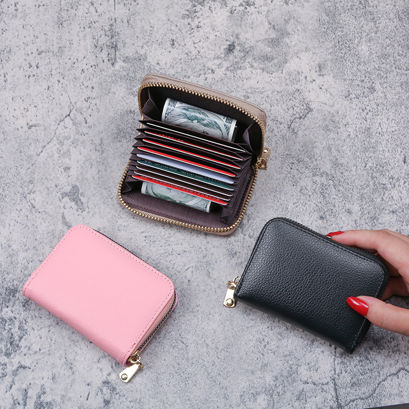 2020 new solid color lychee grain organ card bag women's certificate place card bag card set purse bag