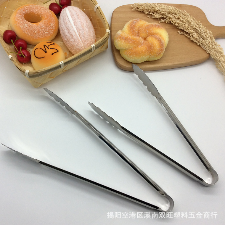 Bread tongs, stainless steel plum blossom bread food tongs, tableware food tongs, steak barbecue tongs Specification image