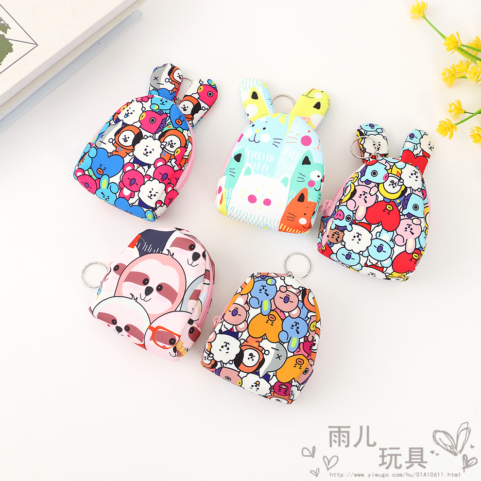Cute cartoon coin purse, mini Korean key storage fabric canvas bag, student wallet full figure