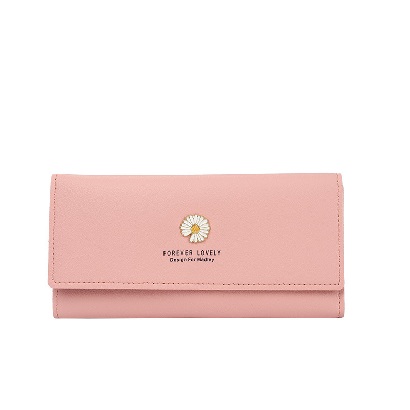 2021 Korean version new wallet for women, long zipper, large capacity, simple Daisy, versatile clutch, mobile phone case Item Picture