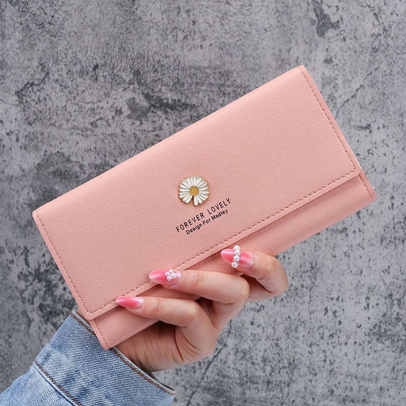 2021 Korean version new wallet for women, long zipper, large capacity, simple Daisy, versatile clutch, mobile phone case