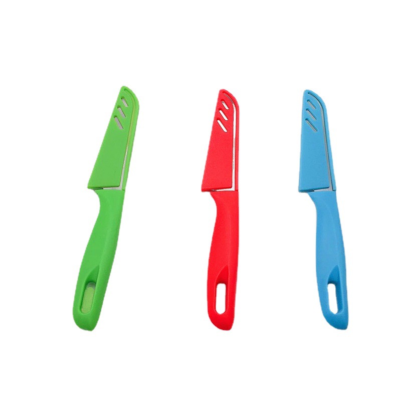 Individually packaged stainless steel fruit knife, household portable fruit knife, plastic handle fruit knife