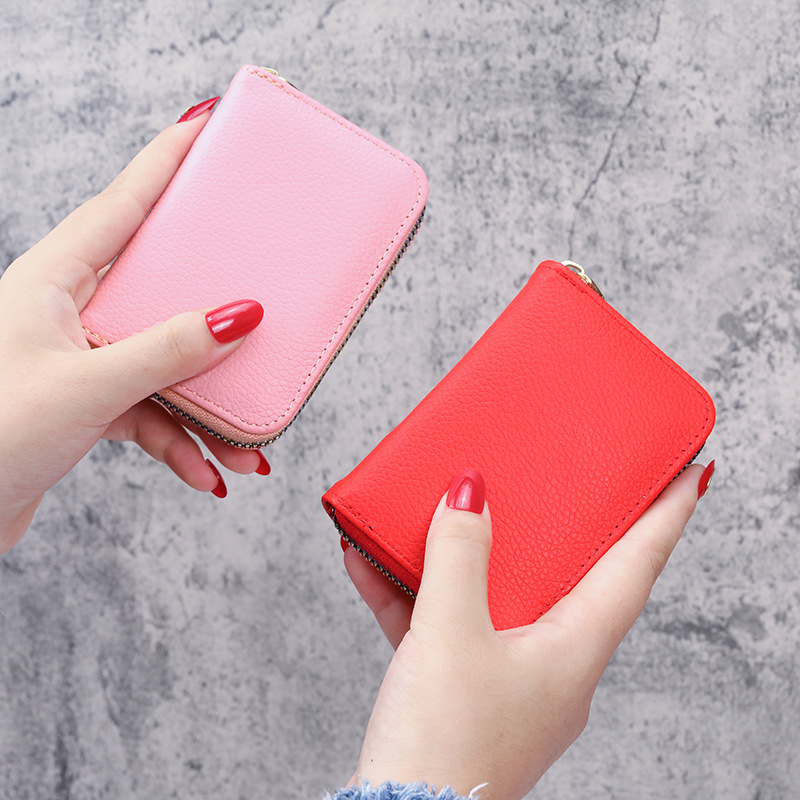 2020 New solid-color lychee pattern organ card case, women's ID card position card bag, card holder, coin purse all-in-one bag Application Scenario