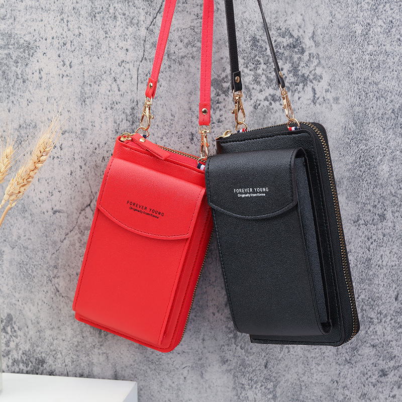 2021 new women's purse solid color small cross bag multi-functional mobile phone in the long summer all match zero purse woman