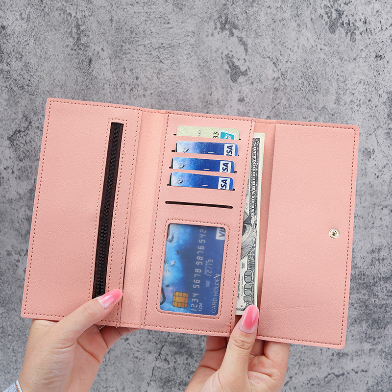 2021 Korean version new wallet for women, long zipper, large capacity, simple Daisy, versatile clutch, mobile phone case details Picture