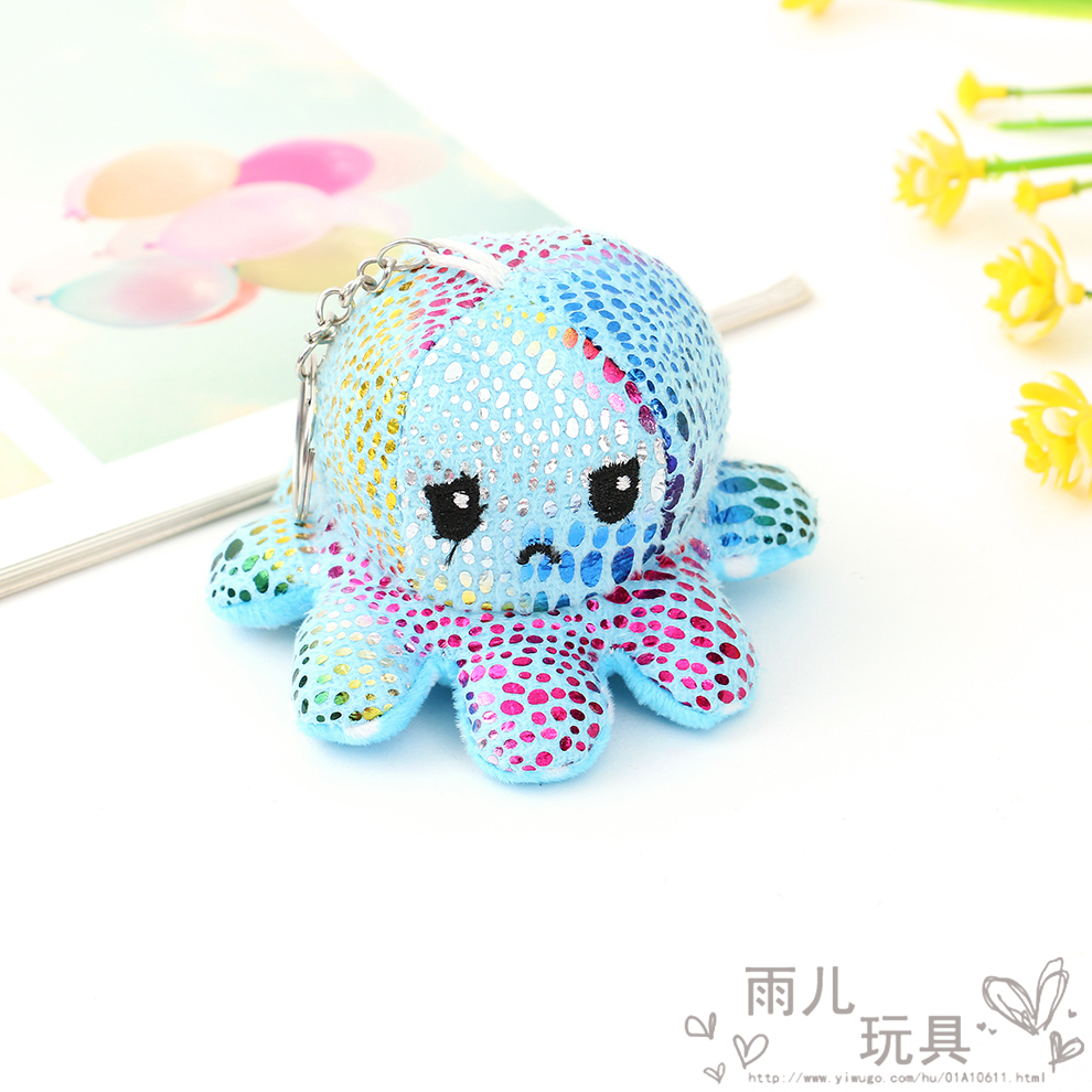 Flip octopus figurine with double-sided expression, flip octopus with trembling voice, little octopus plush toy, gold-embossed octopus toy Specification image