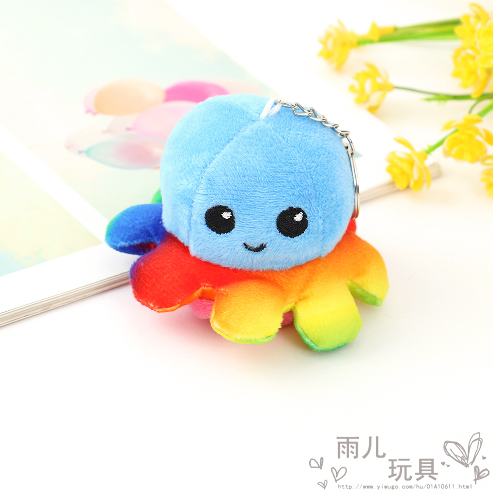 Flip octopus doll, flip octopus plush toy, double-sided flip doll, reversible octopus keychain pendant Item Picture