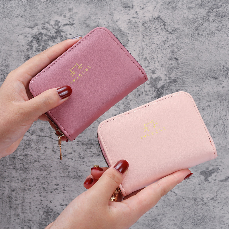 2020 New solid-color Korean-style organ card case, women's ID card pocket, card holder, coin purse all-in-one bag Specification image
