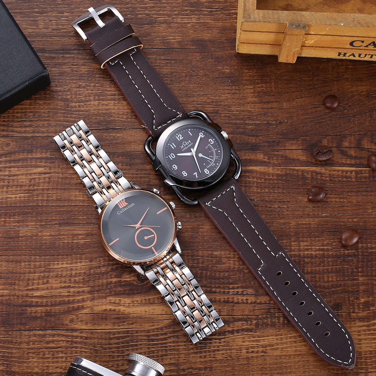 Perfume gift set Creative gift set Wallet + Belt Quartz watch Perfume Gift box Item Picture