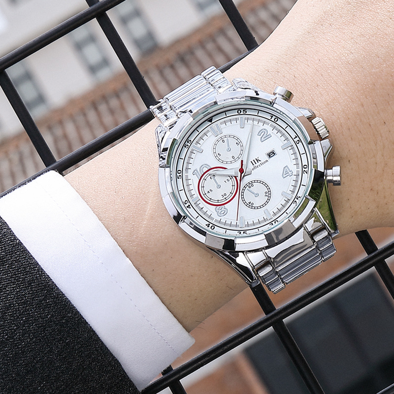 IIK1364 Calendar Men's Watch, new fake three-eye six-hand watch, men's casual quartz watch for men Specification image