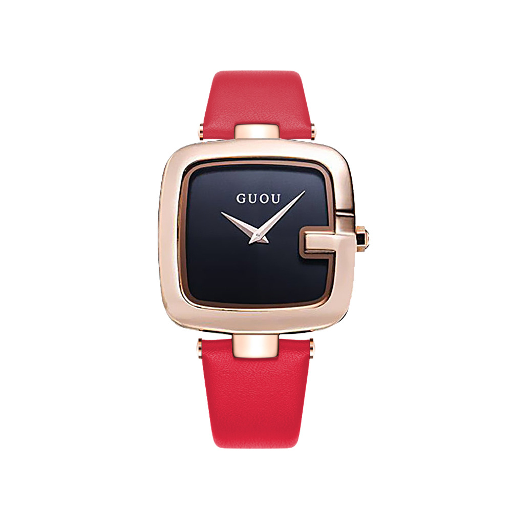 GUOU women's Watch new neutral square watch, trendy women's watch, genuine leather quartz watch for women Item Picture