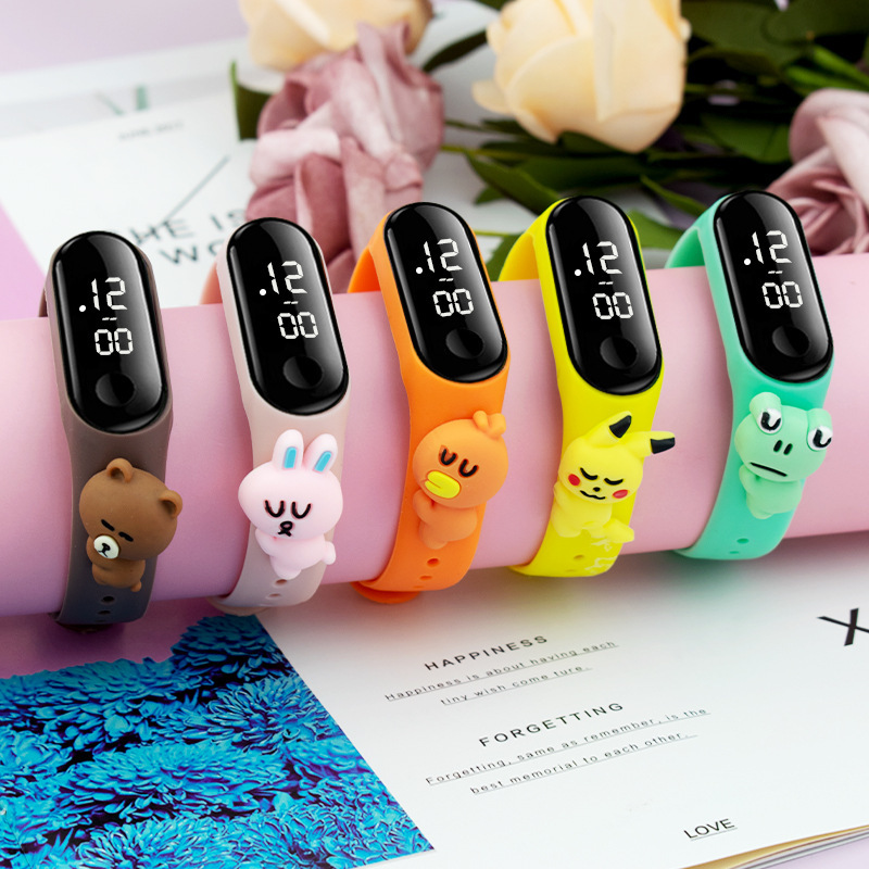 Hot-selling in-stock Xiaomi 3 cute cartoon LED touch screen watch, waterproof primary and secondary school students and children's doll electronic watch
