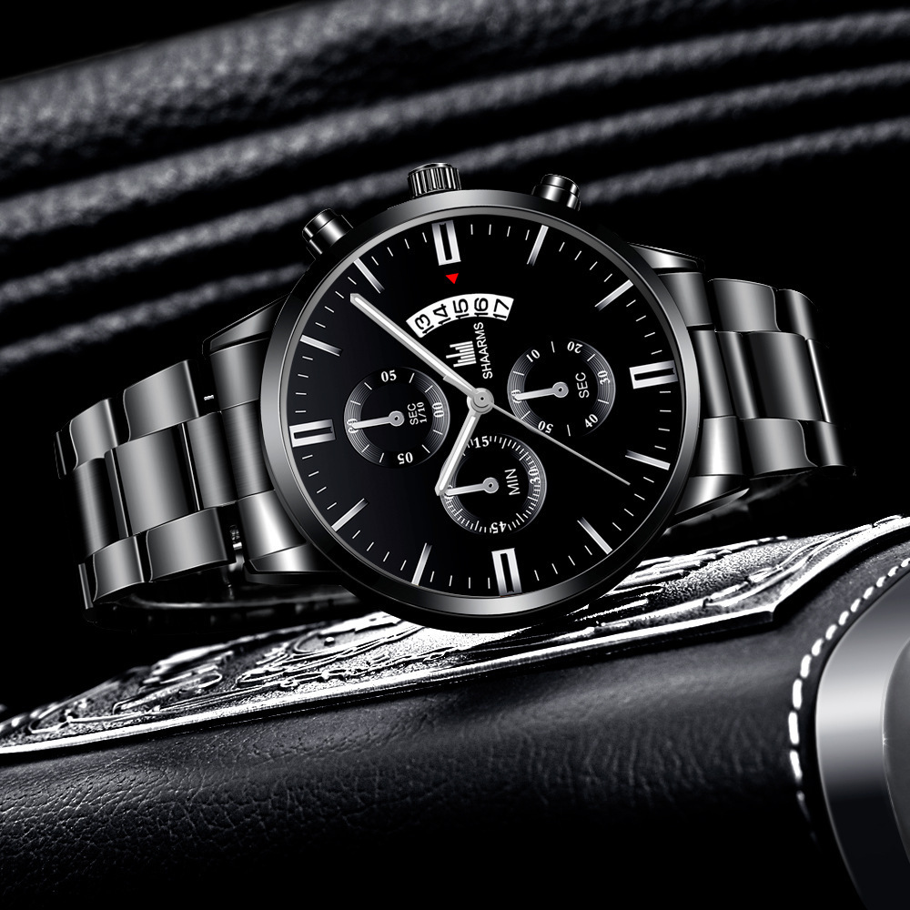 New fashionable men's scale quartz watches, popular simple steel band trendy watches wholesale quartz watches with calendar Application Scenario