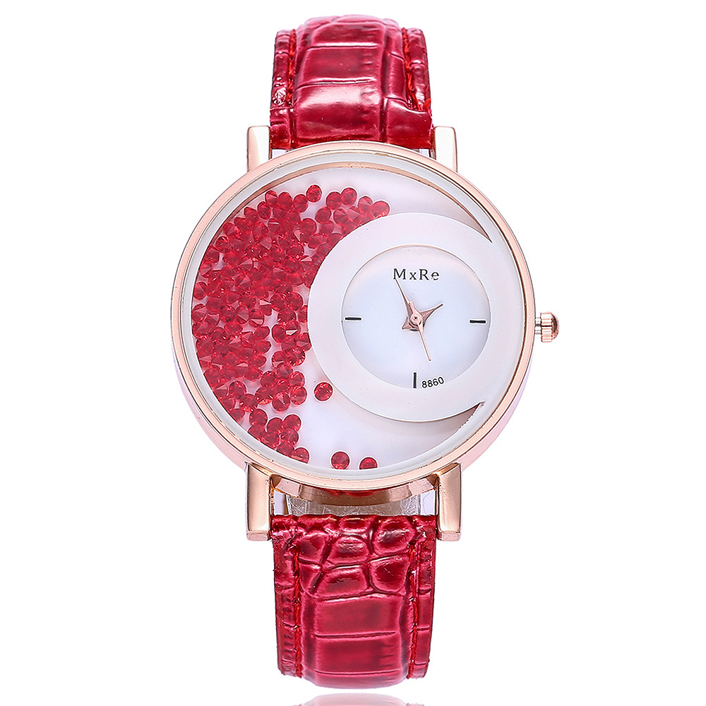Aliexpress wish's best-selling flowing sand ball watch, a popular PU leather strap fashion quartz watch for women in Europe and America Item Picture