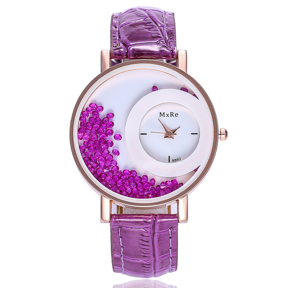 Aliexpress wish's best-selling flowing sand ball watch, a popular PU leather strap fashion quartz watch for women in Europe and America Specification image