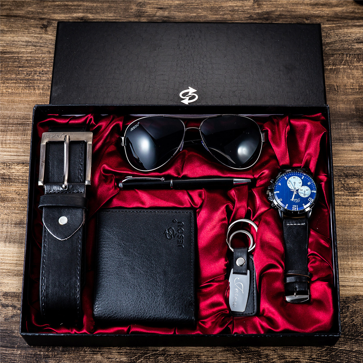 Watch and sunglasses gift box Men's gift set: Watch + Belt wallet Creative and simple combination set