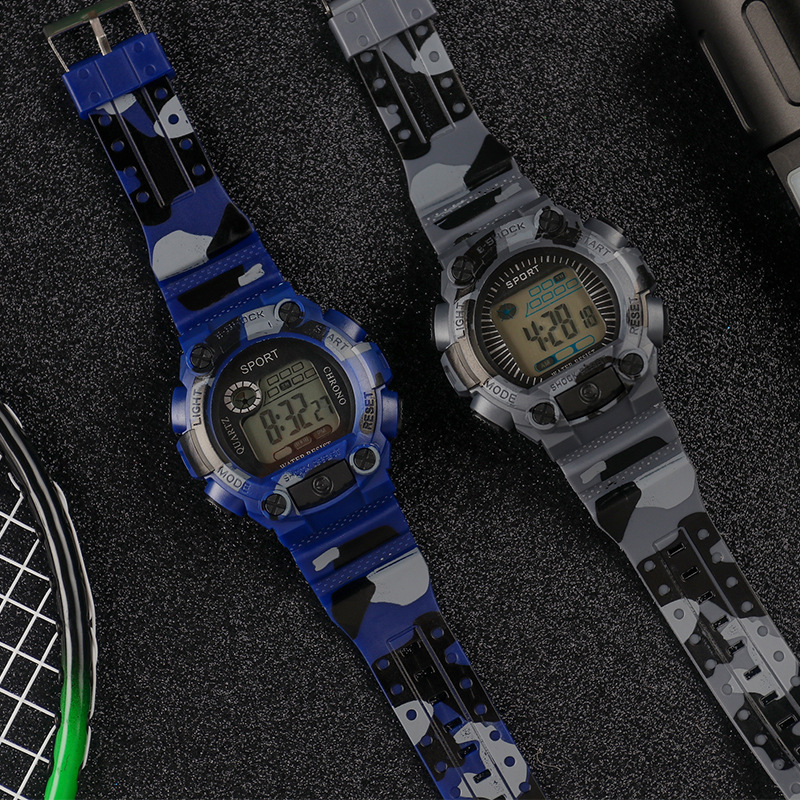 Sports men's waterproof watch, female middle school student unicorn, ins academy style, multi-functional camouflage electronic watch for teenage girls Specification image