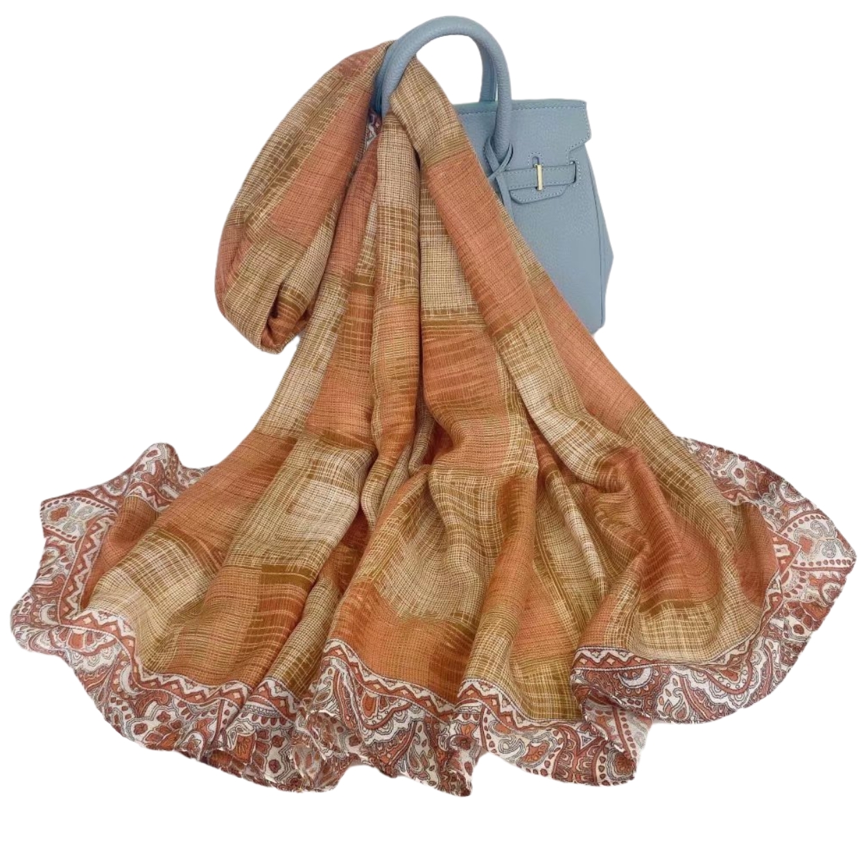 New long cotton and linen scarf for women, simple style printed, three-season fashionable and warm silk scarf in stock Item Picture