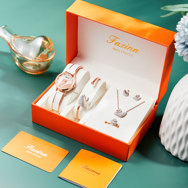 New Little Swan Women's Five-piece watch set Valentine's Day gift set