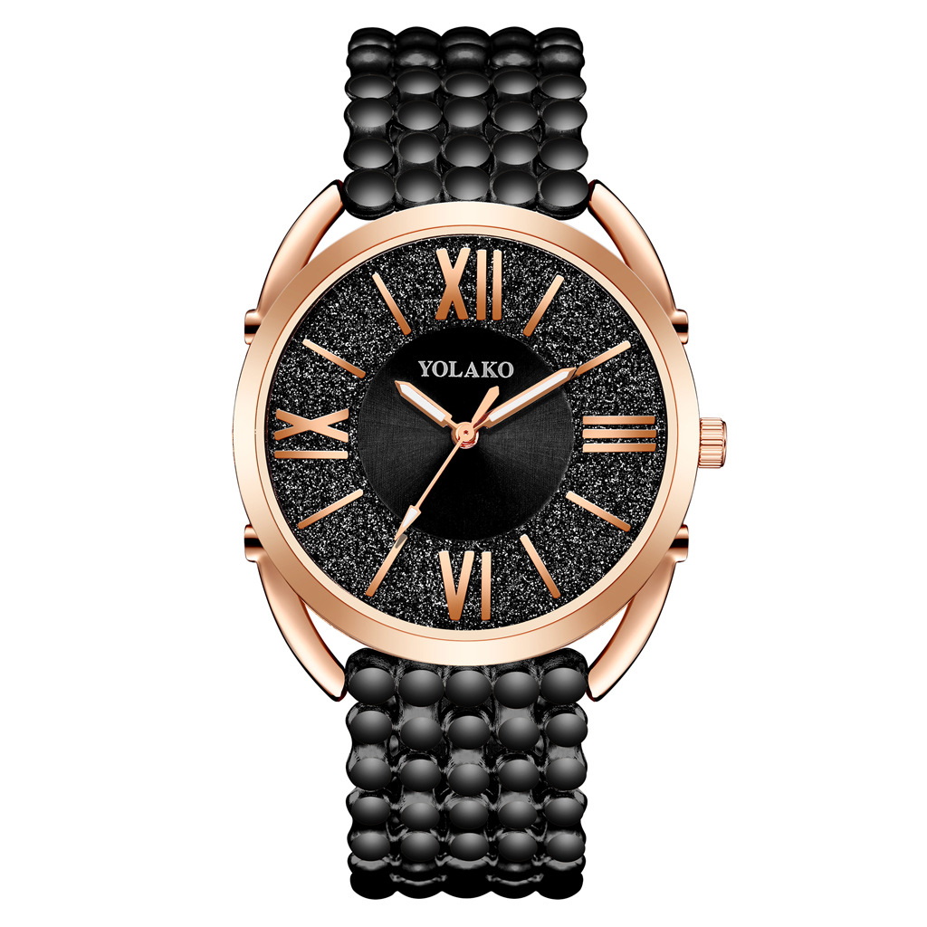YOLAKO fashion brand plastic strap, Roman numeral, frosted dial quartz watch, creative and versatile women's watch Specification image